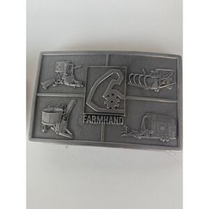 Vintage FARMHAND Belt Buckle 1976 Pewter Tractor Farming Equipment RARE New